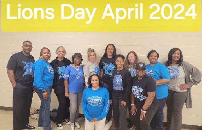  Bates teachers in Detroit Lions gear